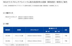 写真：NEGガラスブロックアルミニウム製大臣認定防火設備（個別認定）取得のご案内